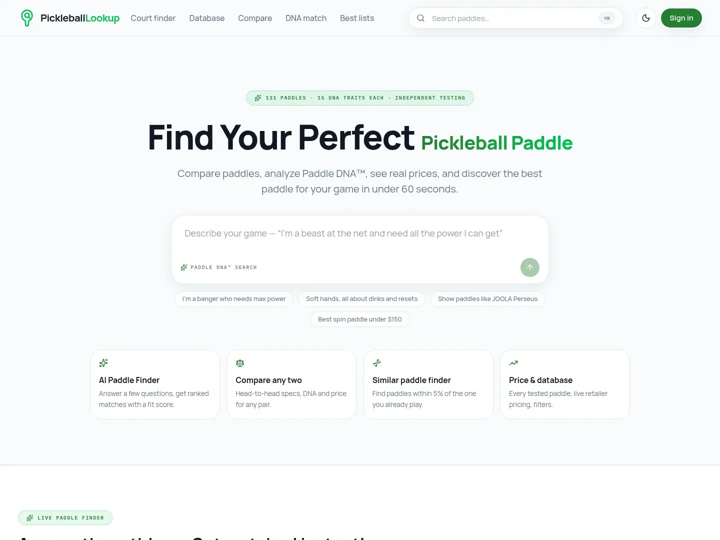 Pickleball Lookup — Paddle Finder Platform — website design Jacksonville FL